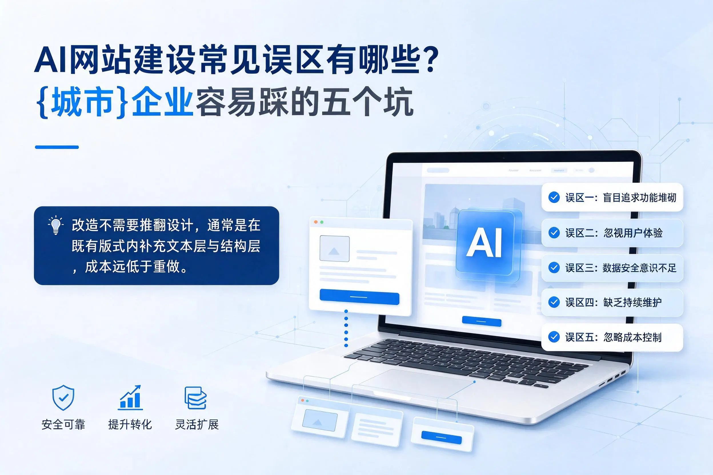 AI网站建设常见误区有哪些？固原企业容易踩的五个坑
