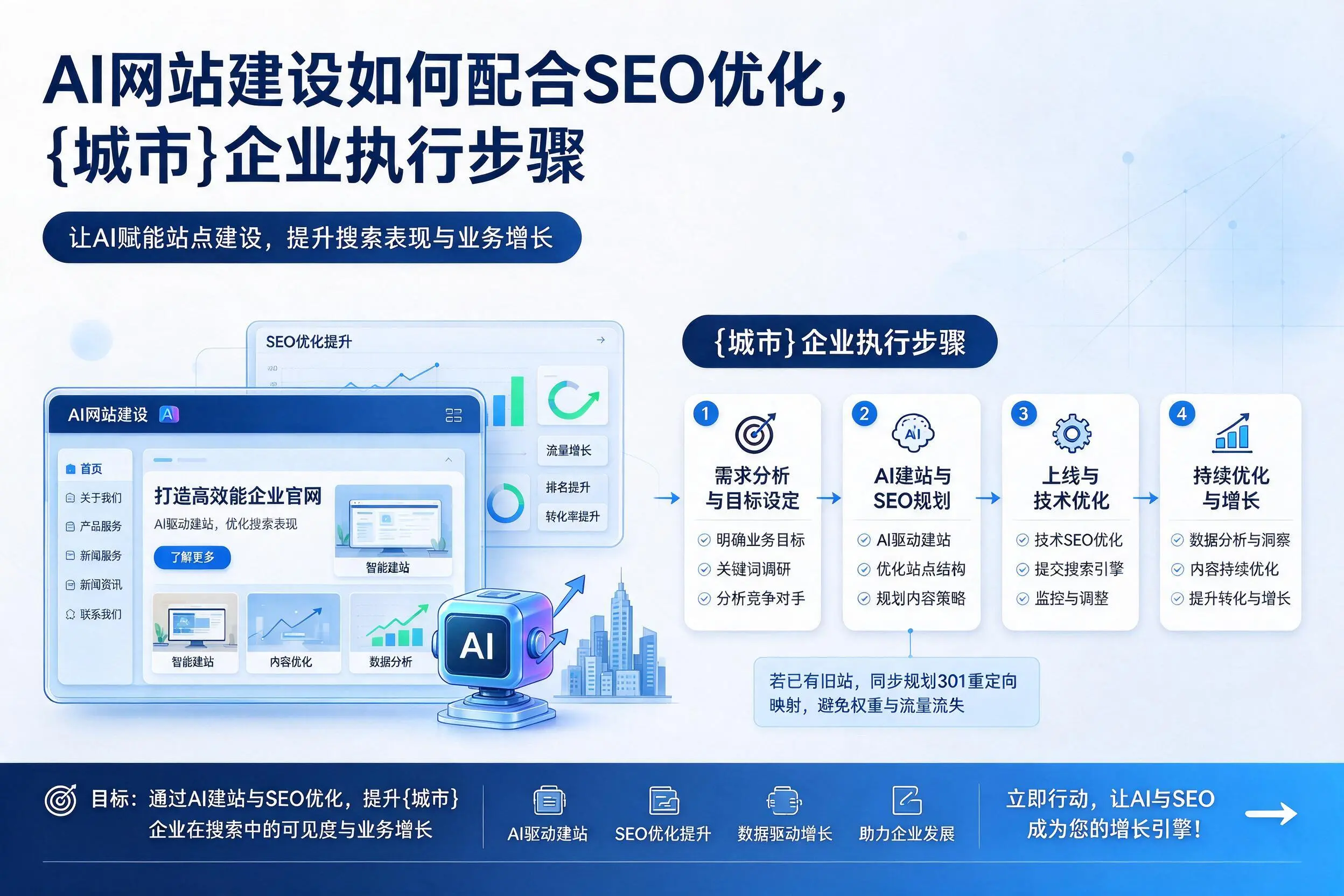 AI网站建设如何配合SEO优化,固原企业执行步骤