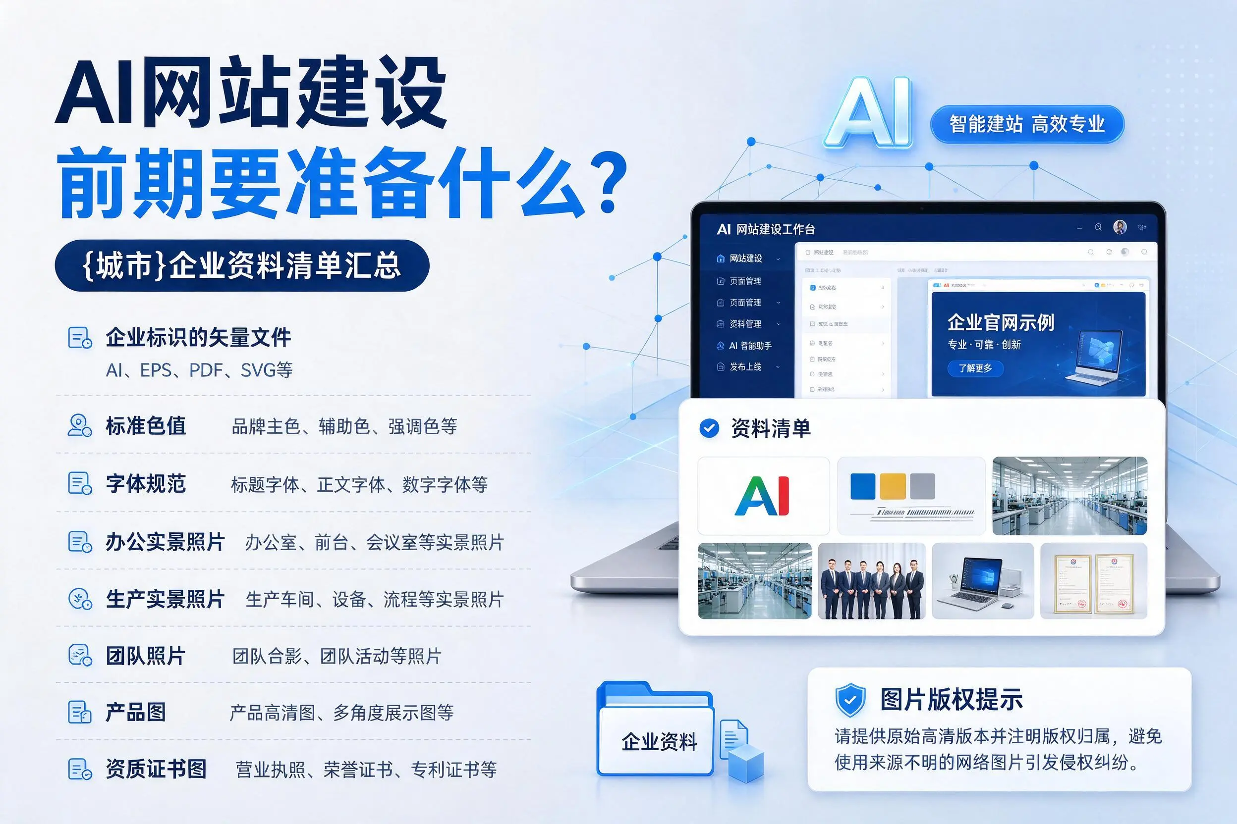 AI网站建设前期要准备什么？固原企业资料清单汇总